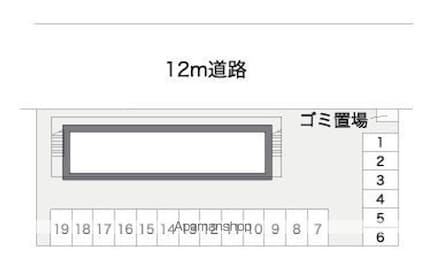 レオパレスウォーターレイ[1K/20.28m2]の配置図