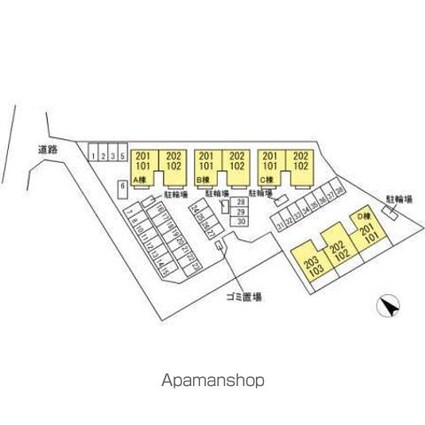 ヴァン・カルチェ　Ｄ棟[2LDK/65.57m2]の配置図