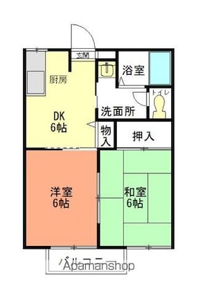コモンシティＹＳ　Ｃ[2DK/35m2]の間取図