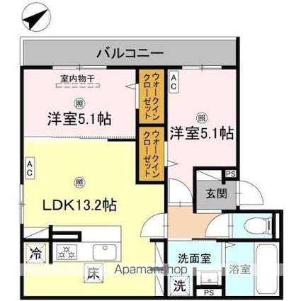 ビクトワールＩＩ[2LDK/54.26m2]の間取図