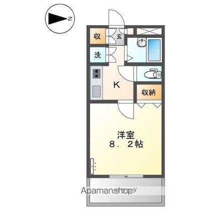 アプローズ[1K/25.2m2]の間取図