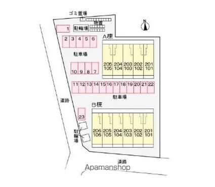 メインステージ東横Ａ[1LDK/51.29m2]の配置図