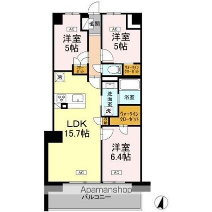ロイヤルパークス仙台青葉通[3LDK/69.83m2]の間取図