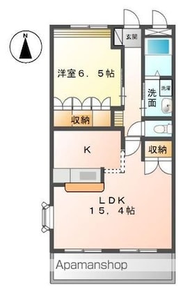 ロイヤルコーポ中川　[1LDK/51.3m2]の間取図