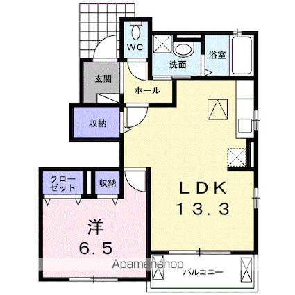 ディアコートⅡ[1LDK/48.39m2]の間取図