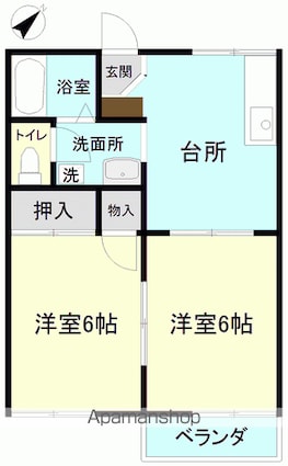 アーバンハイツⅡ[2DK/39.67m2]の間取図