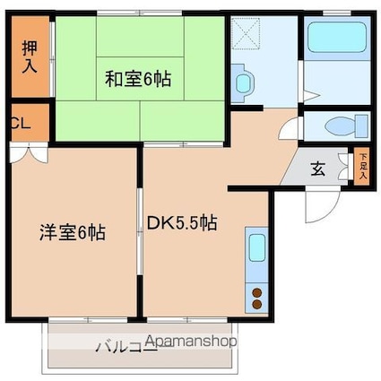 セジュールエスペランス（塩釜）[2DK/41.91m2]の間取図
