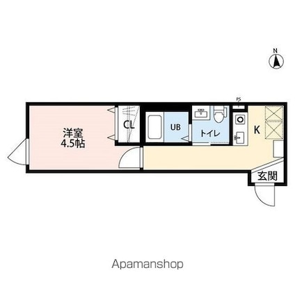 ジュネ谷中[1K/20.21m2]の間取図