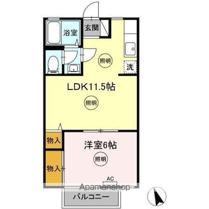 セジュールヤマ[1LDK/37.26m2]の間取図