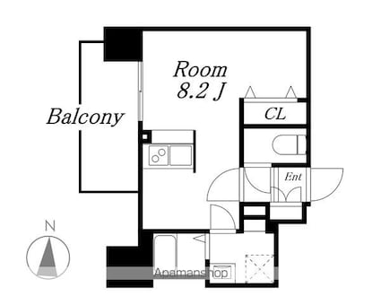 ＳＨＯＫＥＮ　Ｒｅｓｉｄｅｎｃｅ名古屋太閤通[1K/25.51m2]の間取図