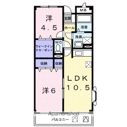 ファシナシオン毛見Ⅱ[2LDK/55.32m2]の間取図