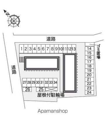 レオパレスセカンド[1K/23.18m2]の配置図