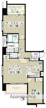 ＫＤＸレジデンス日本橋水天宮[1SLDK/65.41m2]の間取図