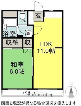 高木マンションＮｏ５[1LDK/39.74m2]の間取図