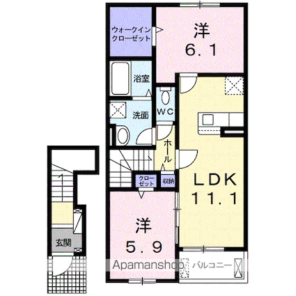 ヴィントミューレ[2LDK/58.6m2]の間取図