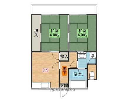 小川マンション[2DK/44.8m2]の間取図