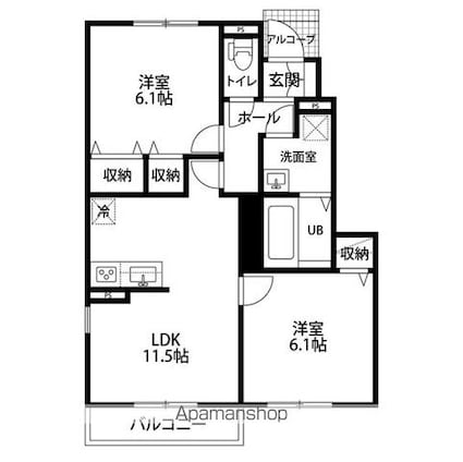クレール　リラ[2LDK/55.28m2]の間取図