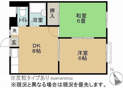 タカギハイツ豊丘Ａ・Ｂ[2DK/37.6m2]の間取図