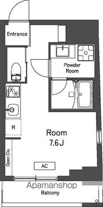 レキシントン・スクエア曙橋[1K/23.43m2]の間取図