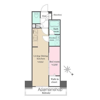 ウエリスアーバン大塚[1LDK/30.07m2]の間取図