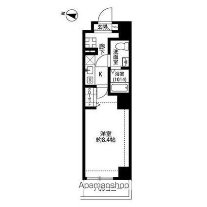 プレール・ドゥーク本所吾妻橋Ⅱ[1K/25.44m2]の間取図