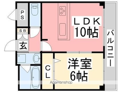パークハイツ道後[1LDK/38.88m2]の間取図