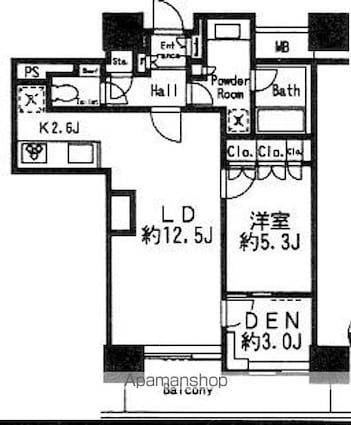 レジディアタワー目黒不動前[1SLDK/55.34m2]の間取図