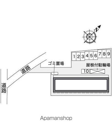 レオパレスリバーサイド上砂[1K/26.08m2]の配置図