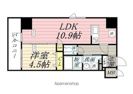 東京都新宿区大久保１丁目[1LDK/40.7m2]の間取図