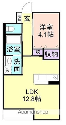 モイス・シャームＫ[1LDK/41.8m2]の間取図