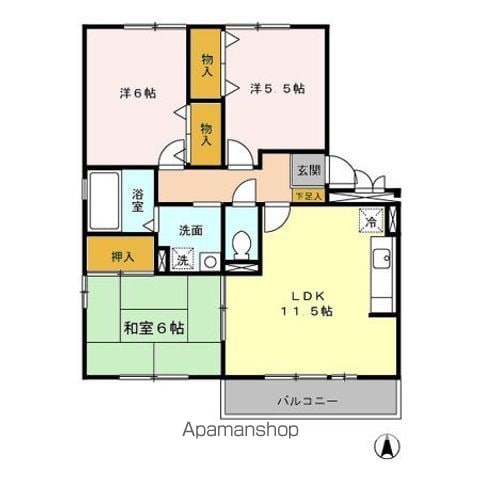 セジュール赤坂 202 ｜ 福岡県福岡市中央区赤坂３丁目10-46（賃貸アパート3LDK・2階・67.15㎡） その3