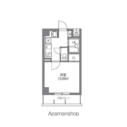 ジョイシティ千歳烏山[1K/25.07m2]の間取図