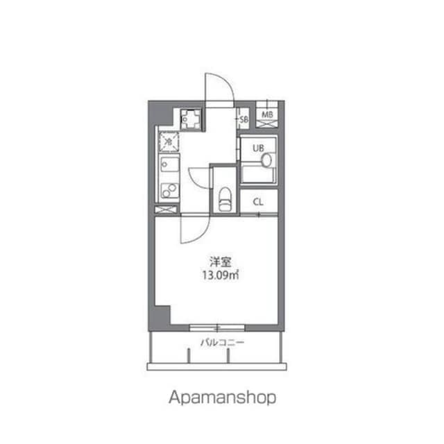 ジョイシティ千歳烏山[1K/25.07m2]の間取図