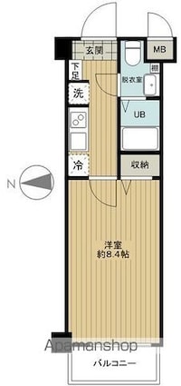 ラグジュアリーアパートメントシナガワシーサイド[1K/25.2m2]の間取図