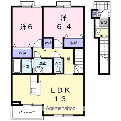 フローレンス松代[2LDK/63.46m2]の間取図