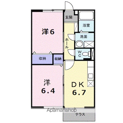 つきみそう[2DK/47.23m2]の間取図