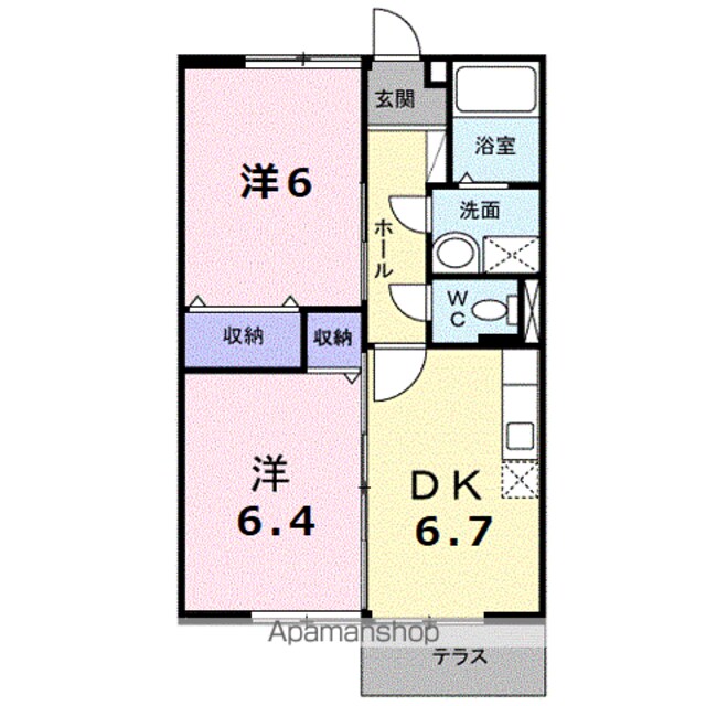 つきみそう[2DK/47.23m2]の間取図