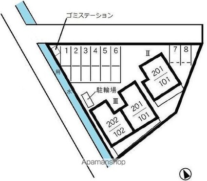 岡山県倉敷市福田町浦田[2LDK/57.13m2]の配置図