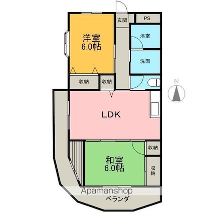 メゾンドコンコルド[2LDK/56.98m2]の間取図