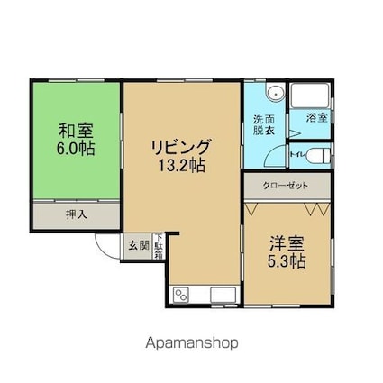 ハイツ寿[2LDK/56.93m2]の間取図