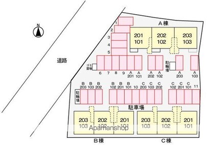 ユートピアヒラオ　Ｃ[2DK/44.97m2]の配置図