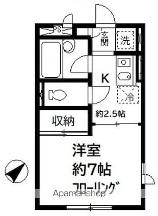 サザンヒルズ[1K/23.18m2]の間取図