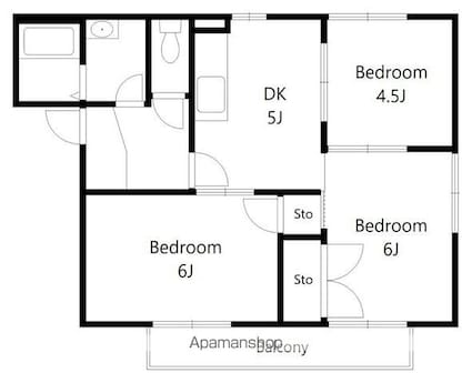 ヴィラオキノ[3K/45m2]の間取図