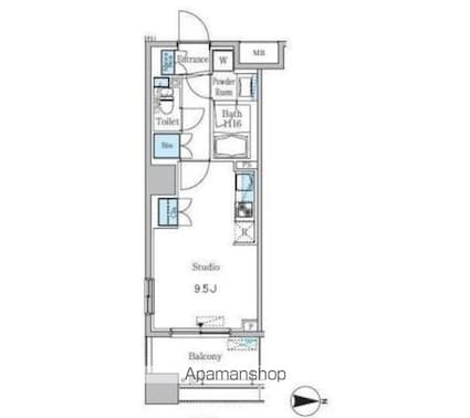 パークキューブ亀戸[1R/28.7m2]の間取図