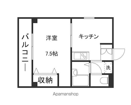シャローム東仙台[1DK/27.2m2]の間取図