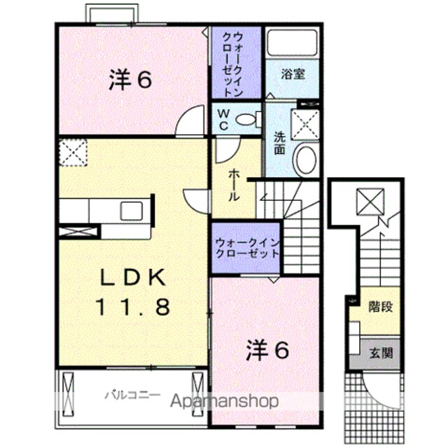 プロムナード和[2LDK/58.8m2]の間取図