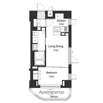 プライムアーバン麻布霞町[1LDK/37.68m2]の間取図