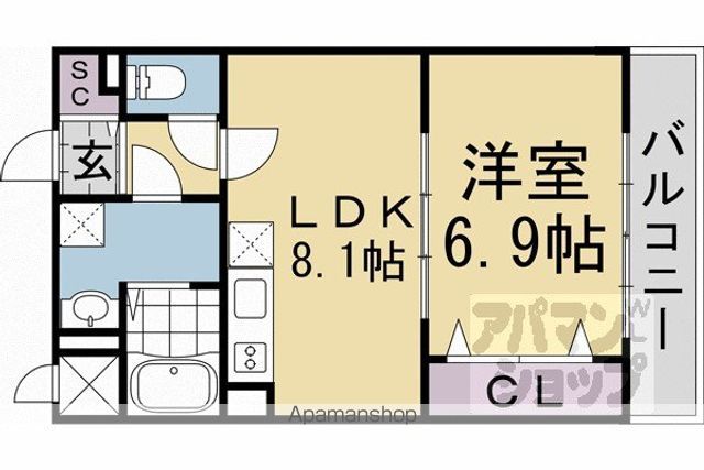 阪急電鉄京都線 西院駅 徒歩12分 4階建 築2年の間取り写真