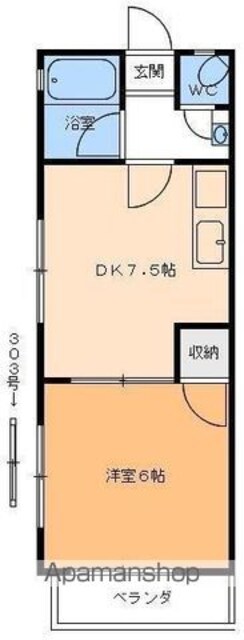 クライム・ユー[1DK/24.75m2]の間取図