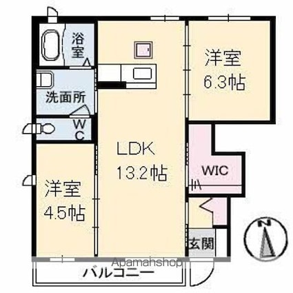 クレセオ　Ｃ棟[2LDK/58.27m2]の間取図
